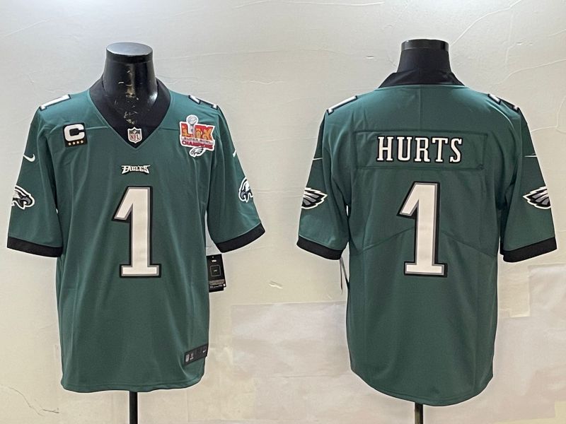 Men Philadelphia Eagles #1 Hurts Green Second generation Nike 2025 Limited NFL Jersey style 0225